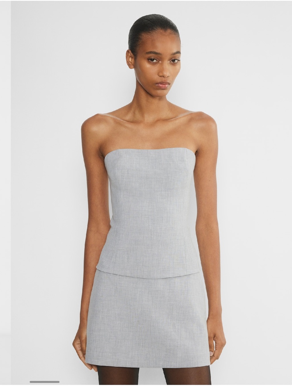Aritzia Babaton Headline Bustier tube top heather chrome gray size 4 NWT